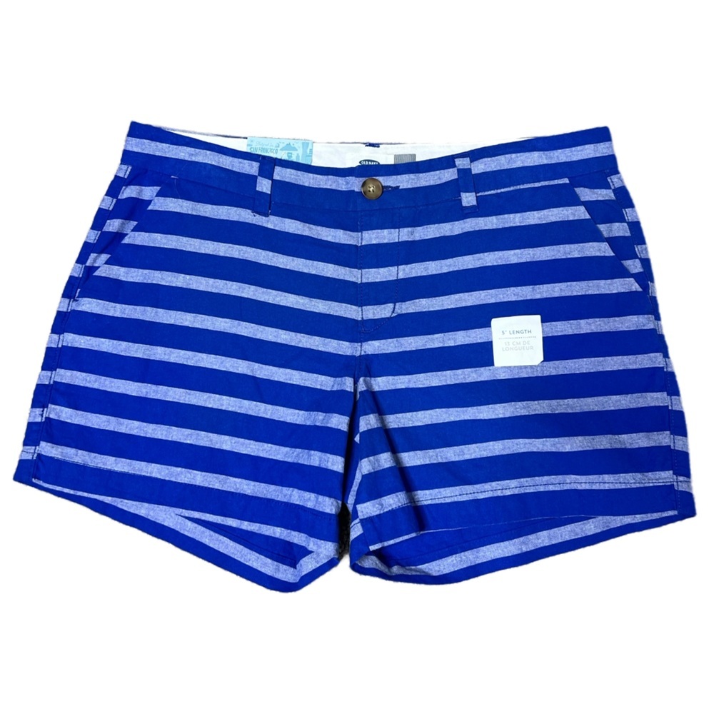 NWT Old Navy Women's Blue Stripe 5 inch Chino‎ Shorts Size 6